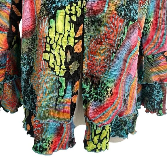 Pleats Collection By Pings Imports Size Large  Top Blouse Colorful Artsy Art - Picture 3 of 7